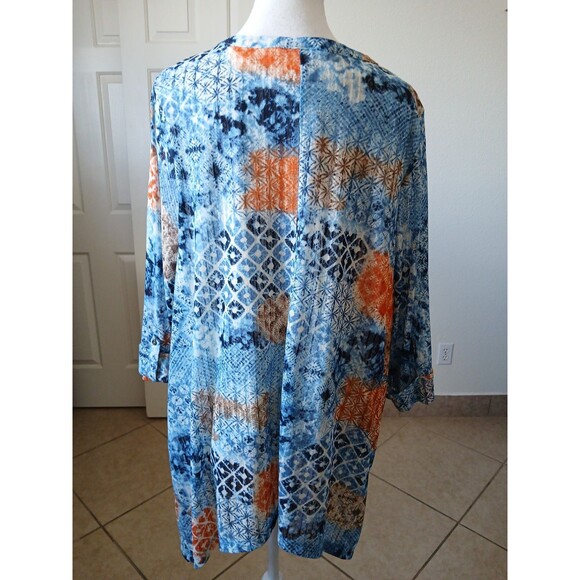 Catherines Tunic 18/20WP Mesh Abstract Lined Shark Bite Hem 3/4 Sleeves Boho - Picture 4 of 14